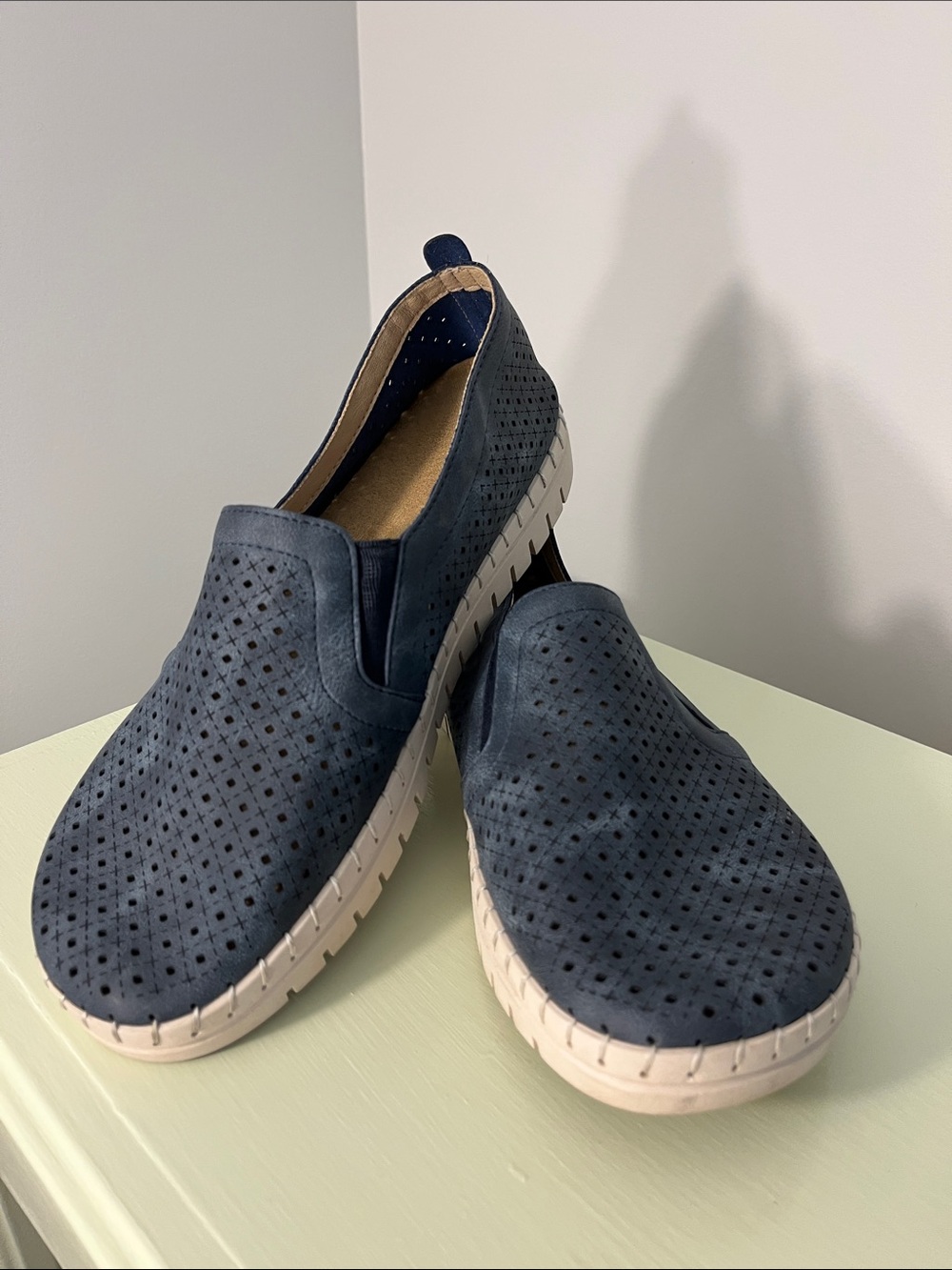 Easy Street Navy Perforated Slip-On Sneakers